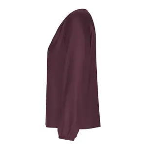 Women's Long Sleeve Satin Viscose Blouse with V-Neck and Pleats COMMA image-6
