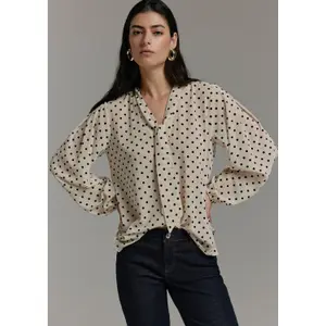 Semi-Transparent Polka Dot Long Sleeve Chiffon Blouse for Women COMMA image-6