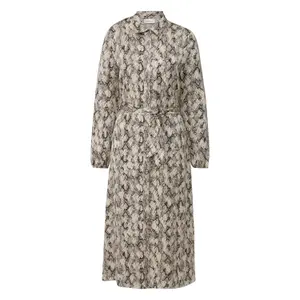Women's Relaxed Fit Midi Shirt Dress with Long Sleeves and Elasticated Cuffs COMMA image-0