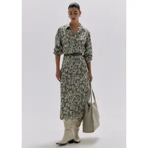 Women's Relaxed Fit Midi Shirt Dress with Long Sleeves and Elasticated Cuffs COMMA image-6