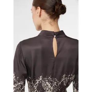 Printed Satin Flared Midi Dress with 3/4 Sleeves for Women COMMA image-3