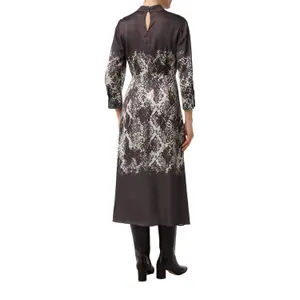 Printed Satin Flared Midi Dress with 3/4 Sleeves for Women COMMA image-5