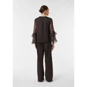 Structured Crepe Chiffon Blouse with Ruffles and Bell Sleeves Women COMMA image-4