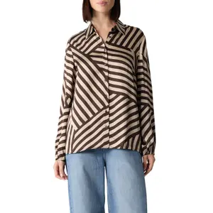 Women's Long Sleeve Satin Viscose Blouse with All-Over Print COMMA image-0