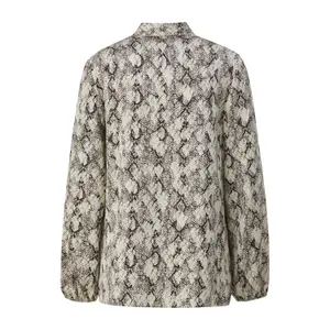 Women's Long Sleeve Satin Viscose Blouse with All-Over Print COMMA image-1