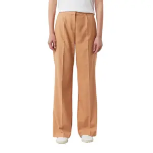 High-Waisted Pleated A-Line Trousers for Women COMMA image-0