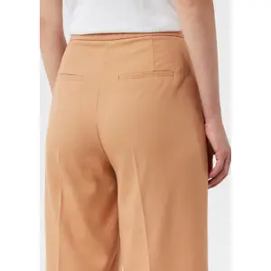 High-Waisted Pleated A-Line Trousers for Women COMMA image-1