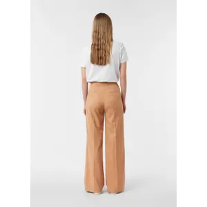 High-Waisted Pleated A-Line Trousers for Women COMMA image-2