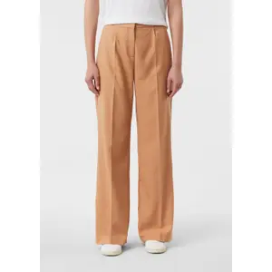 High-Waisted Pleated A-Line Trousers for Women COMMA image-6