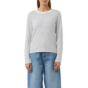 Striped Long Sleeve T-shirt with Decorative Buttons Women's COMMA image-2
