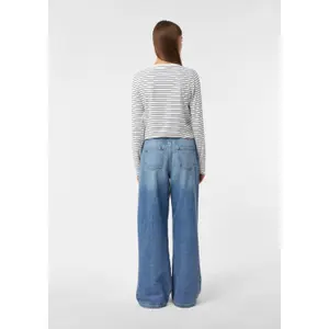 Striped Long Sleeve T-shirt with Decorative Buttons Women's COMMA image-4