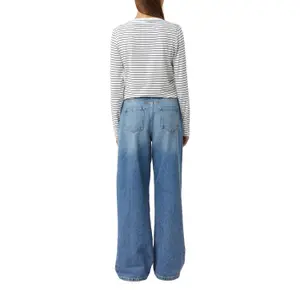 Striped Long Sleeve T-shirt with Decorative Buttons Women's COMMA image-5
