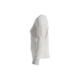 Striped Long Sleeve T-shirt with Decorative Buttons Women's COMMA image-6