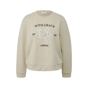 3D Raised Appliqué Sweatshirt with Round Neck for Women COMMA image-0