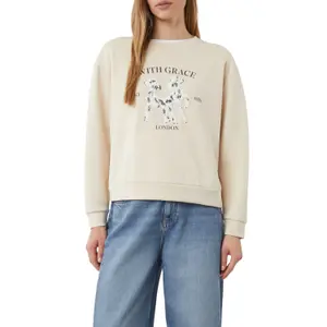 3D Raised Appliqué Sweatshirt with Round Neck for Women COMMA image-2