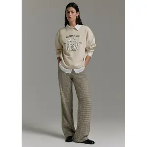 3D Raised Appliqué Sweatshirt with Round Neck for Women COMMA image-6
