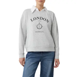 3D Raised Appliqué Sweatshirt with Round Neck for Women COMMA image-2