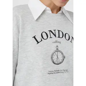 3D Raised Appliqué Sweatshirt with Round Neck for Women COMMA image-3