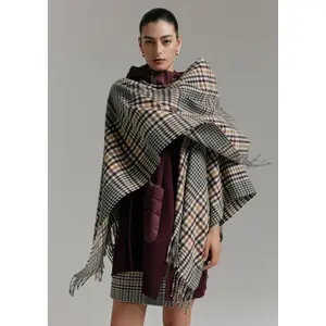 Checkered Poncho for Women COMMA image-2