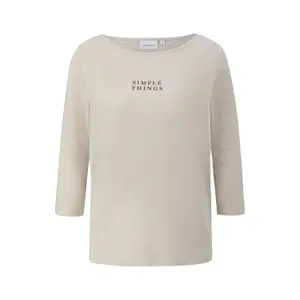 Printed Boat Neck T-shirt 3/4 Sleeve Women's COMMA image-0