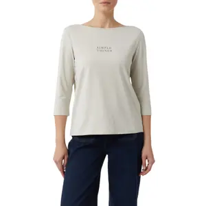 Printed Boat Neck T-shirt 3/4 Sleeve Women's COMMA image-2
