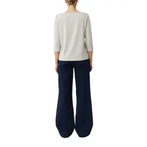 Printed Boat Neck T-shirt 3/4 Sleeve Women's COMMA image-5