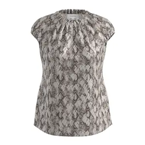 Women's Long-Line Blouse with All-Over Print and Ruffled Collar COMMA image-0