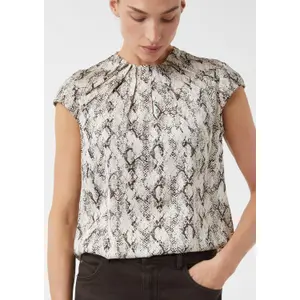 Women's Long-Line Blouse with All-Over Print and Ruffled Collar COMMA image-3