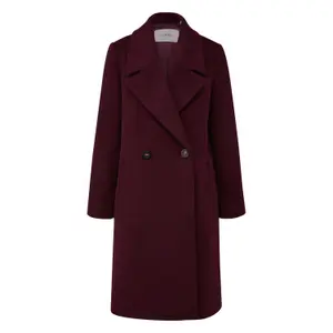 H Shape Long Double-Breasted Coat in Mixed Wool for Women COMMA image-0