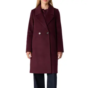 H Shape Long Double-Breasted Coat in Mixed Wool for Women COMMA image-2