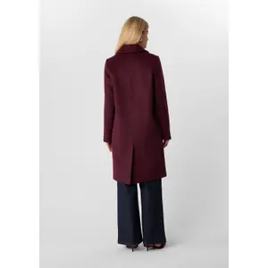 H Shape Long Double-Breasted Coat in Mixed Wool for Women COMMA image-4