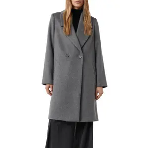 H Shape Long Double-Breasted Coat in Mixed Wool for Women COMMA image-2