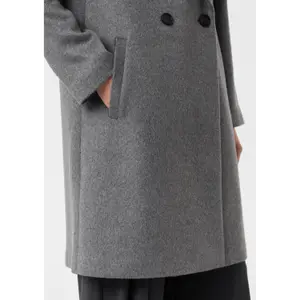 H Shape Long Double-Breasted Coat in Mixed Wool for Women COMMA image-3