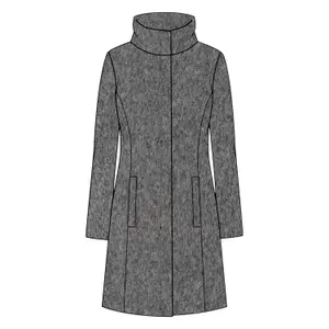 Mid-Length Mixed Wool Coat with High Padded Collar for Women COMMA image-4
