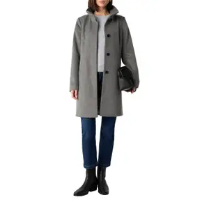 Mid-Length Mixed Wool Coat with High Padded Collar for Women COMMA image-5