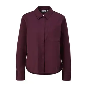 Women's Long Sleeve Stretch Cotton Poplin Blouse with Chest Pocket COMMA image-0