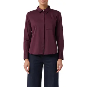 Women's Long Sleeve Stretch Cotton Poplin Blouse with Chest Pocket COMMA image-2