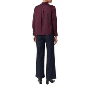 Women's Long Sleeve Stretch Cotton Poplin Blouse with Chest Pocket COMMA image-5