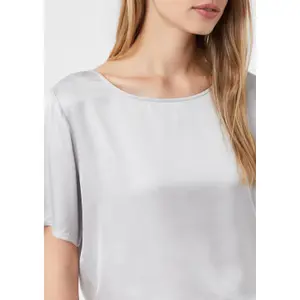 Short Sleeve Satin Blouse with Round Neck for Women COMMA image-3