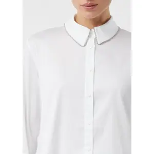 Women's Stretch Cotton Poplin Shirt with Collar COMMA image-3