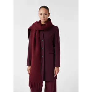 Soft Blended Wool Large Scarf with Fringes Women COMMA image-3