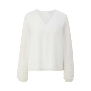 Women's Long Sleeve Viscose Chiffon Blouse with 3D Embroidery COMMA image-0