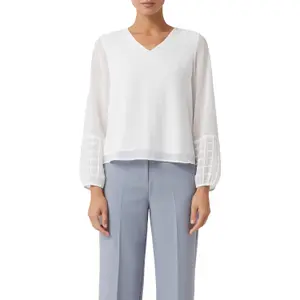 Women's Long Sleeve Viscose Chiffon Blouse with 3D Embroidery COMMA image-2