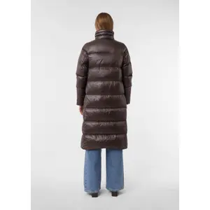Doudoune long en duvet et plumes aspect scintillant coupe en H femme COMMA image-4