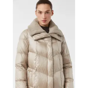 Doudoune long en duvet et plumes aspect scintillant coupe en H femme COMMA image-3