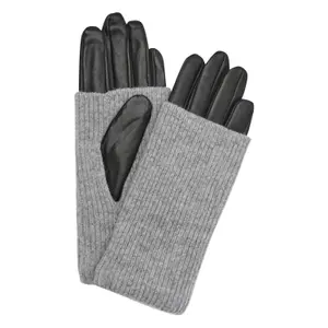 Leather Gloves with Knitted Cuff Women COMMA image-0