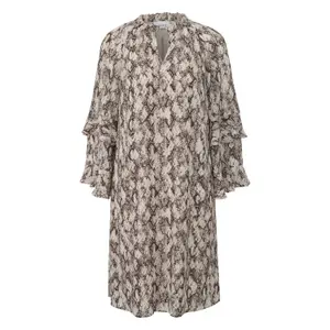 Printed Chiffon Dress with Ruffle Sleeve Details for Women COMMA image-0