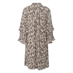 Printed Chiffon Dress with Ruffle Sleeve Details for Women COMMA image-1