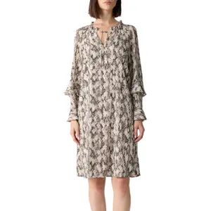 Printed Chiffon Dress with Ruffle Sleeve Details for Women COMMA image-2
