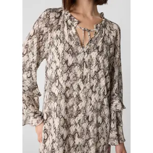 Printed Chiffon Dress with Ruffle Sleeve Details for Women COMMA image-3